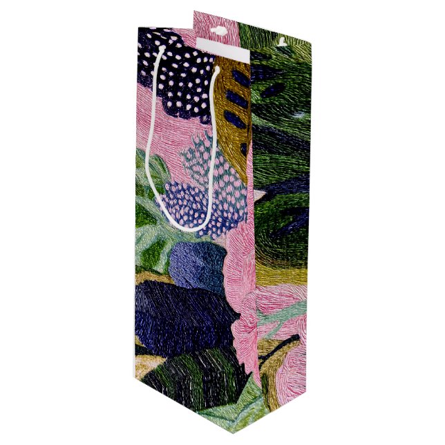 Tropical Modernism Bouquet-Tasche Geschenktüte Für Weinflaschen (Vorderseite Schrägansicht)