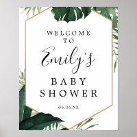 Tropical Monstera Baby Dusche Begrüßungszeichen