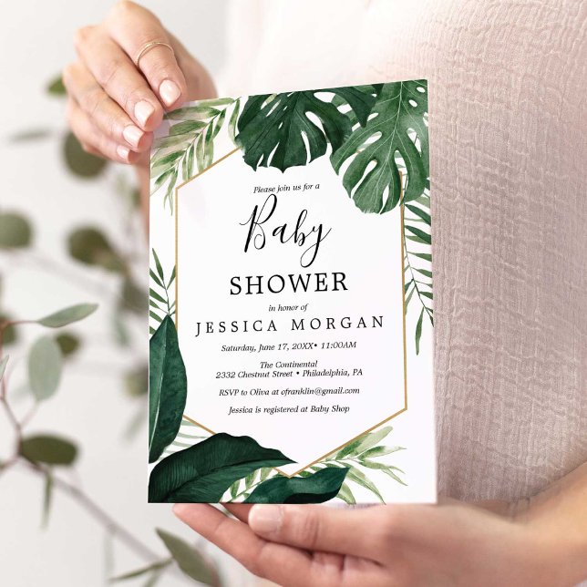 Tropical Monstera Baby Shower Einladungskarte Einladung (Von Creator hochgeladen)