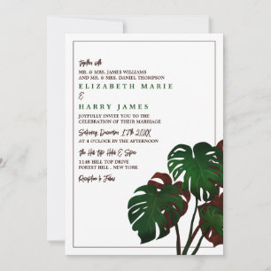 Tropical Monstera Beach Wedding Einladung