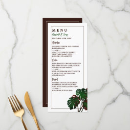 Tropical Monstera Beach Wedding Menükarte