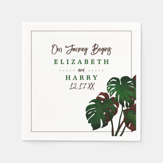 Tropical Monstera Beach Wedding Serviette (Vorderseite)