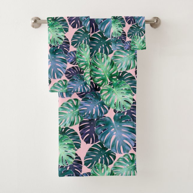 Tropical Monstera Blätter Badetuch Set (Insitu)