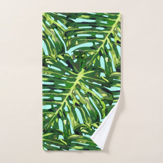 Tropical Monstera Blätter - Exotic Badhandtuch Set (Handtuch)