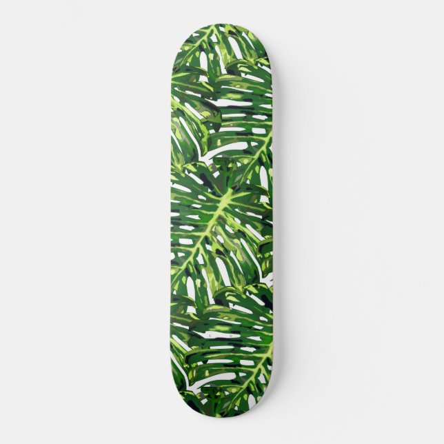 Tropical Monstera Blätter - Exotic Travel Skateboard (Vorderseite)