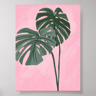Tropical Monstera Blätter Illustration Poster
