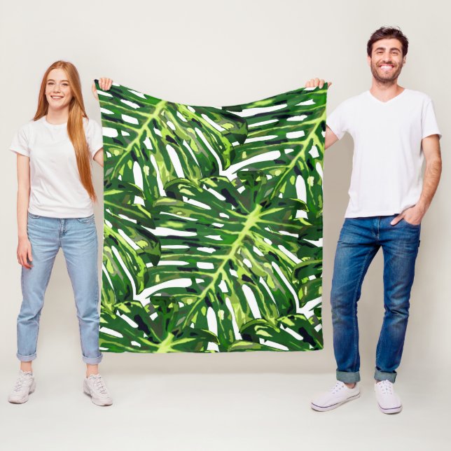 Tropical Monstera Blätter - Natur Fleecedecke (Beispiel)