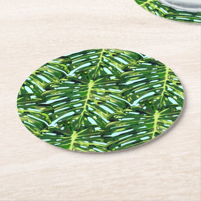 Tropical Monstera Blätter Papier Untersetzer Ihre  (Angewinkelt)