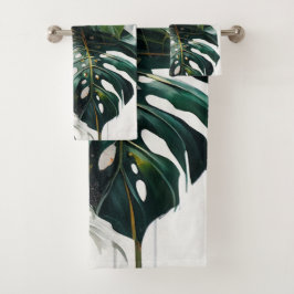 Tropical Monstera Blätter Pattern Badetuch Badhandtuch Set