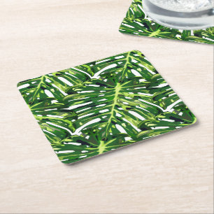 Tropical Monstera Blätter Rechteckiger Pappuntersetzer