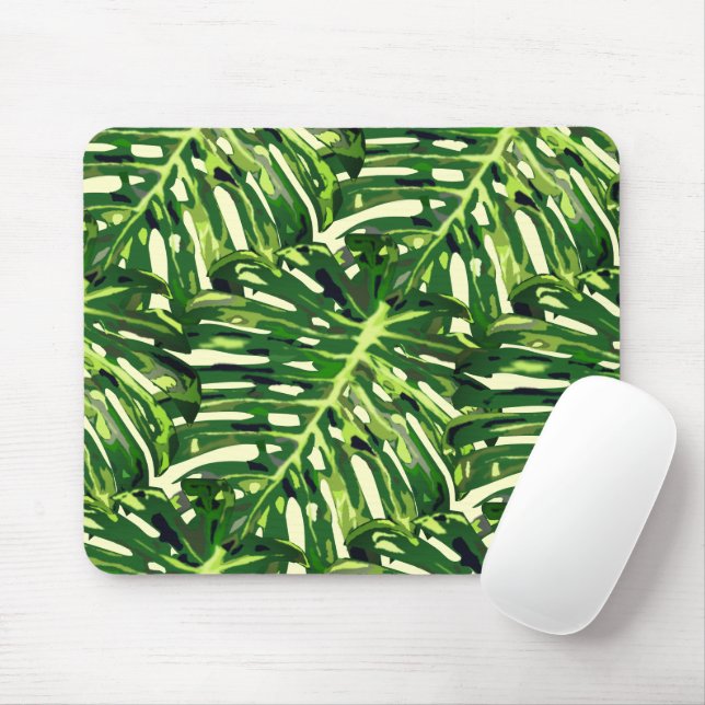 Tropical Monstera Blätter - Urlaub Mousepad (Mit Mouse)