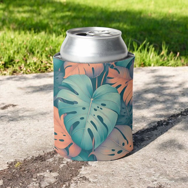Tropical Monstera Bold Floral & Palm in Grün Dosenkühler (Von Creator hochgeladen)