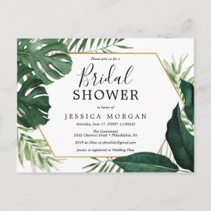 Tropical Monstera Bridal Shower Invitation Postkarte