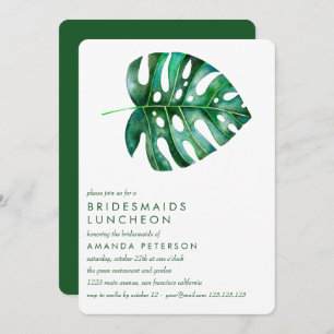 Tropical monstera Bridesmaids Luncheon Wedding Einladung