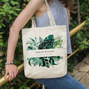 Tropical Monstera Green Fauna Leafy Trauzeugin Tragetasche