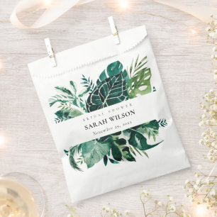 Tropical Monstera Green Foliage Brautparty Geschenktütchen