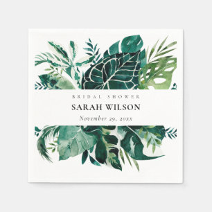 Tropical Monstera Green Foliage Brautparty Serviette