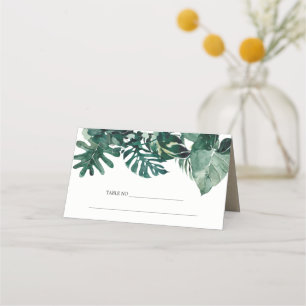 Tropical Monstera Green Foliage Leafy Wedding Platzkarte