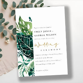 Tropical Monstera Green Foliage Wedding Dankeskarte