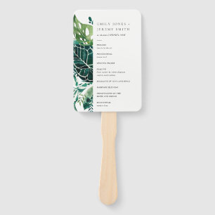 Tropical Monstera Green Leafy Wedding Program Fächer