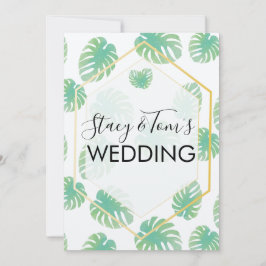 Tropical Monstera Hand Drawn Botany Wedding Earthy Einladung