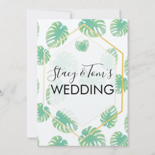 Tropical Monstera Hand Drawn Botany Wedding Earthy Einladung