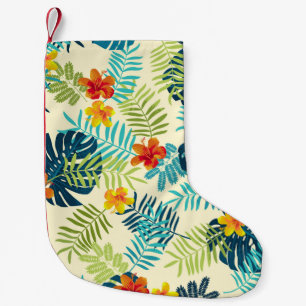 Tropical Monstera Hibiskus Summer Pattern Kleiner Weihnachtsstrumpf