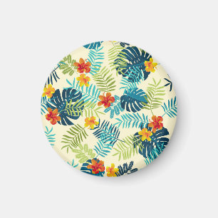 Tropical Monstera Hibiskus Summer Pattern Magnet