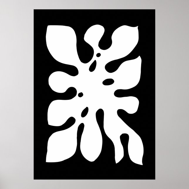 Tropical Monstera Jungle Leaf Black and White Poster (Vorne)