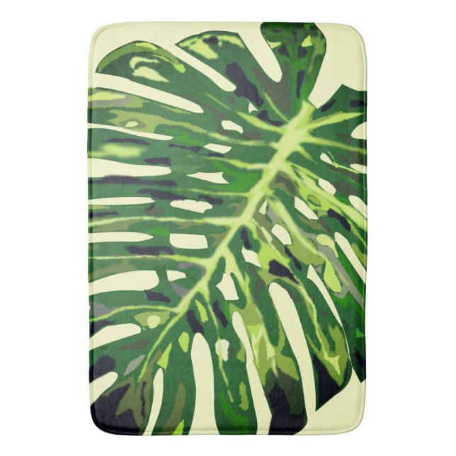 Tropical Monstera Leaf Badematte (Vorderseite Vertikal)