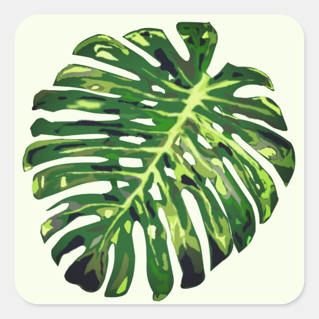 Tropical Monstera Leaf - Exotic Quadratischer Aufkleber (Vorderseite)