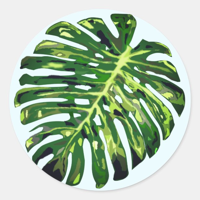 Tropical Monstera Leaf - Exotic - Runder Aufkleber (Vorderseite)