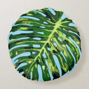 Tropical Monstera Leaf - Exotic - Rundes Kissen