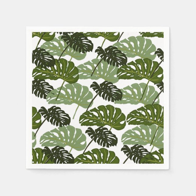 Tropical Monstera Leaf Green  Serviette (Vorderseite)