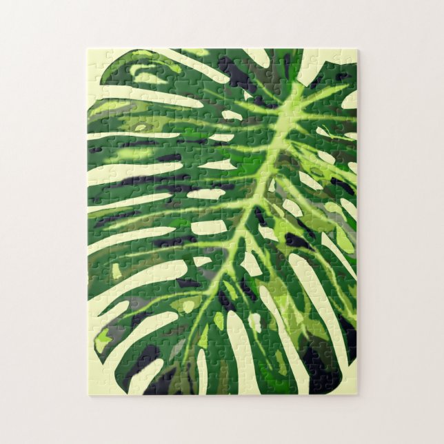 Tropical Monstera Leaf - Grüne Natur Puzzle (Vertikal)
