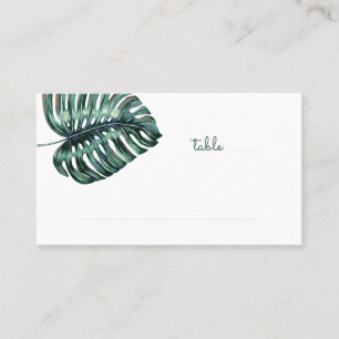 Tropical Monstera Leaf Hashtag Info Flat Platzkarte