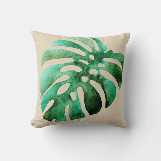 Tropical Monstera Leaf Kissen (Vorderseite)