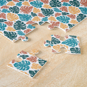 Tropical Monstera Leaf Pattern - farbenfrohe Natur Puzzle