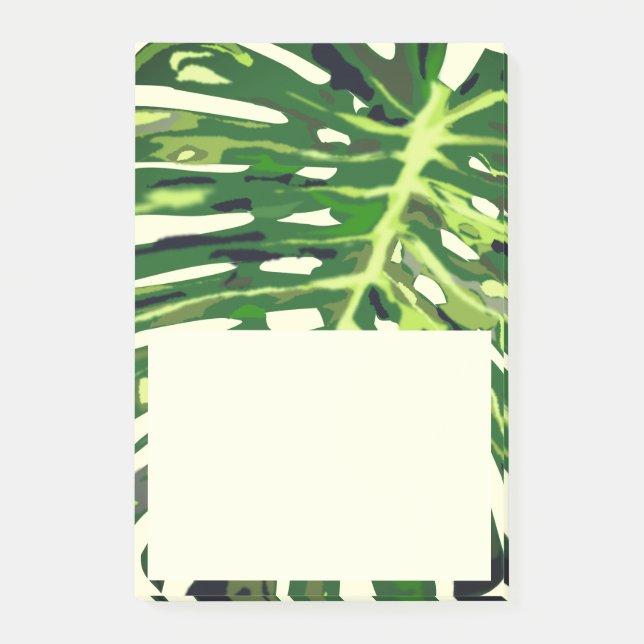 Tropical Monstera Leaf Post-it Klebezettel (Vorderseite)