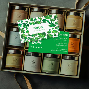 Tropical Monstera Leaf QR Code Soziale Icons Danke Visitenkarte