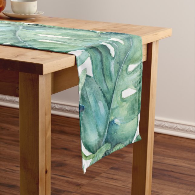 Tropical Monstera Leaf Table Runner Kurzer Tischläufer (Beispiel)