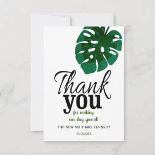 Tropical Monstera Leaf Wedding Vielen Dank Dankeskarte