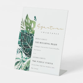 Tropical Monstera Leafy Signature Drinks Cocktails Sockelschild