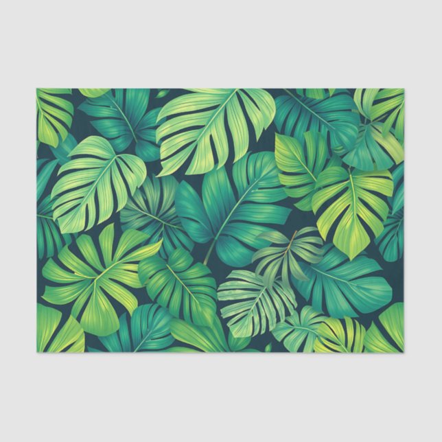 Tropical Monstera Leaves Jungle Pattern Seidenpapier (Vorderseite)