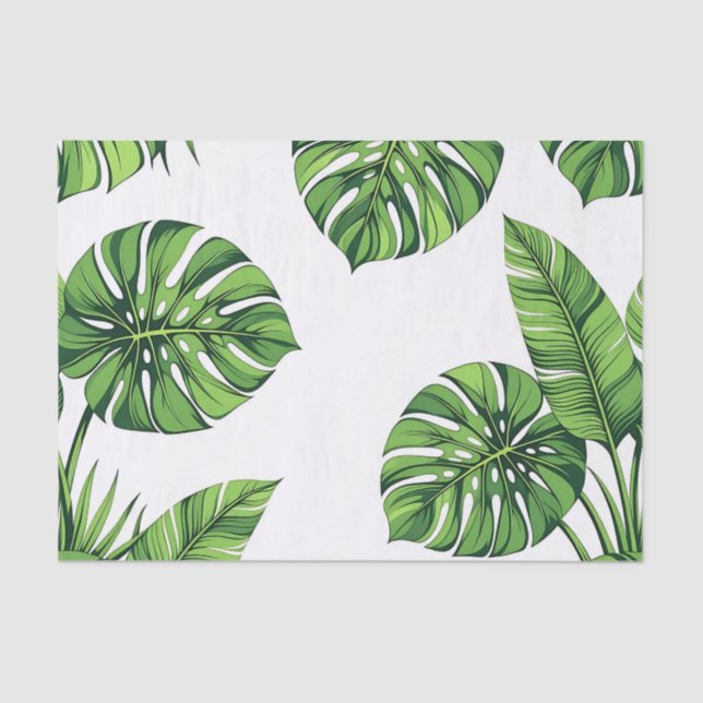 Tropical Monstera Leaves Seamless Pattern Green Seidenpapier (Vorderseite)