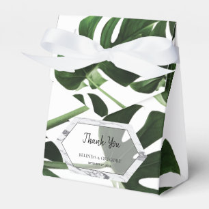 Tropical Monstera Marble Wedding Geschenkschachtel