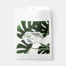 Tropical Monstera Marble Wedding Geschenktütchen