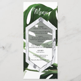 Tropical Monstera Marble Wedding Menükarte