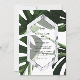 Tropical Monstera Marmor Hochzeitseinladungen Einladung