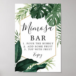 Tropical Monstera Mimosa Bar Schild